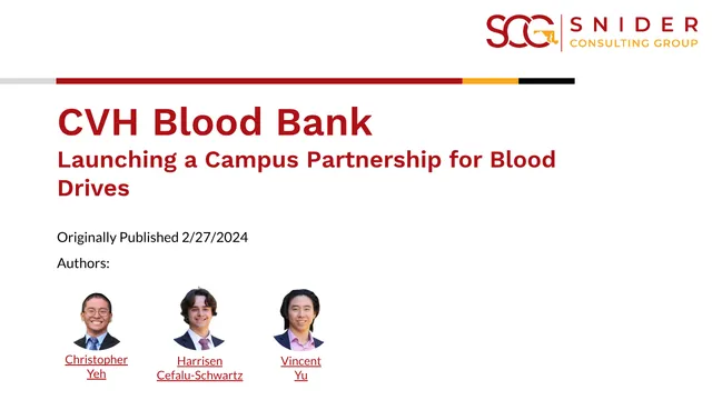 First page of CVH Blood Bank: Launching a Campus Partnership for Blood Drives